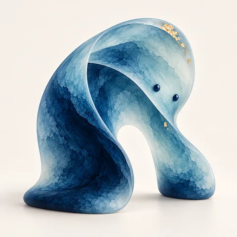 Fold, a sculptural blue folded companion.