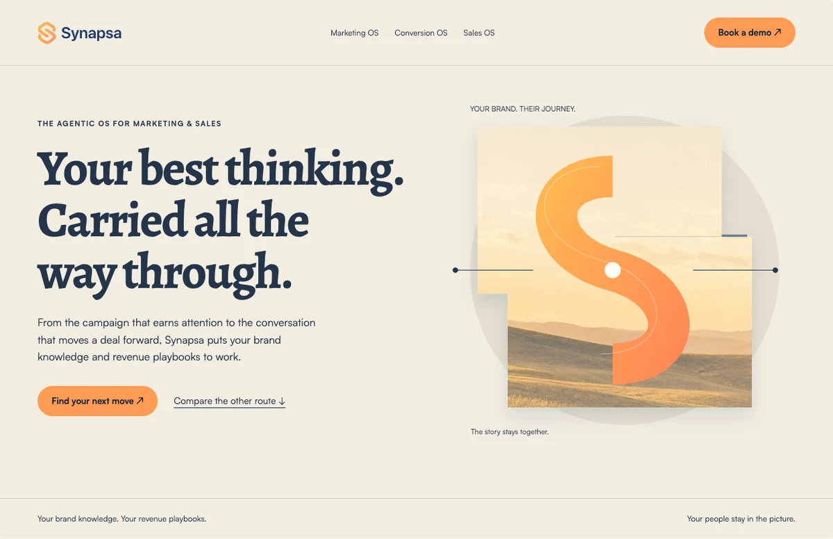 The Living Composition homepage hero exploration: Warmth, collage and expressive typography.