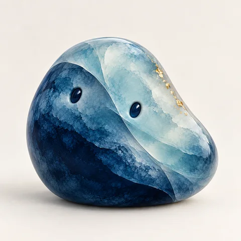 Mica, a rounded blue mineral companion.