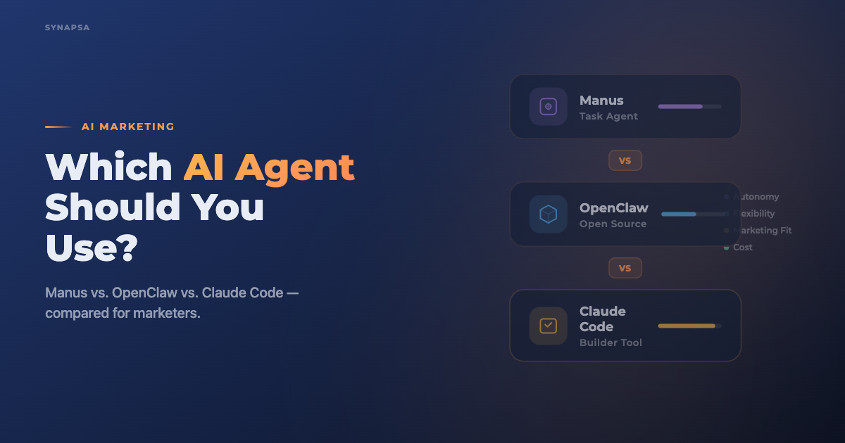 Manus vs. OpenClaw vs. Claude Code: Which AI Agent Should Marketers Actually Use in 2026?